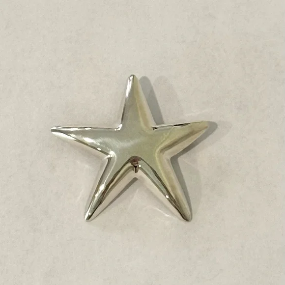 Vintage 925 Sterling Silver Star Starfish Brooch Jewelry Women’s Puffy - Picture 3 of 10